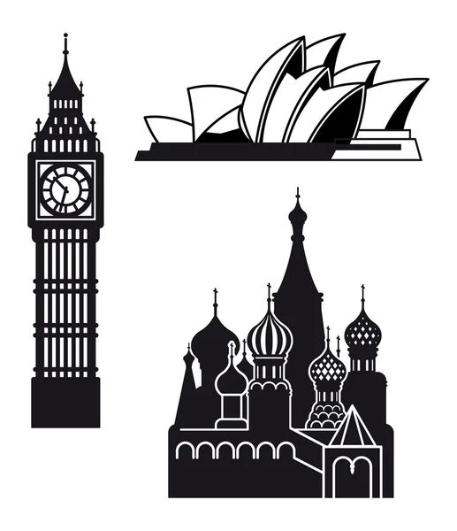 Σίδνεϊ Λονδίνου και Μόσχας εικονίδια — Διανυσματικό Αρχείο