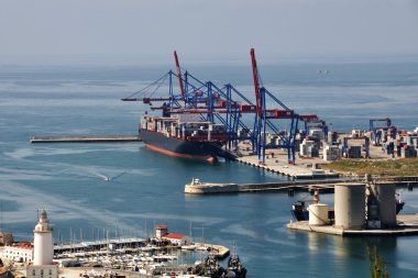 Aerial view of the Malaga Port clipart