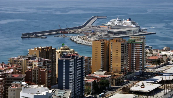 Malaga limanının havadan görünümü — Stok fotoğraf