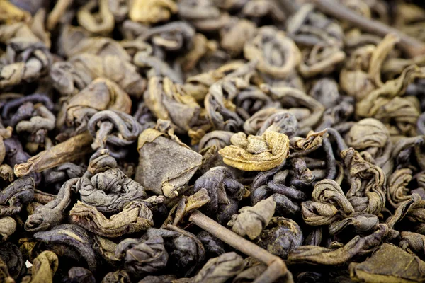 Suszonych zielonej herbaty pozostawia tekstura — Zdjęcie stockowe