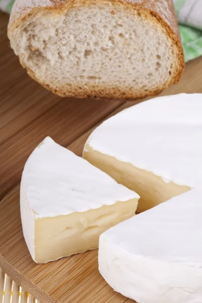 stock image Delicious camembert cheese, baguette