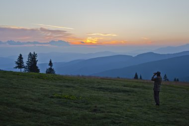 Beautiful mountain sunrise panorama clipart