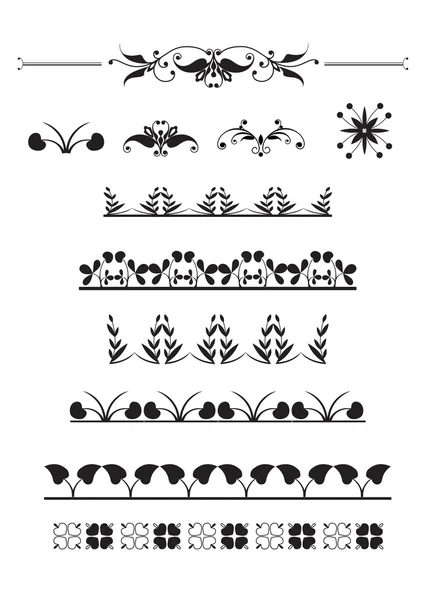 黑色装饰设计花卉元素 — 图库矢量图片