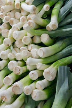 Leeks fresh and on display clipart