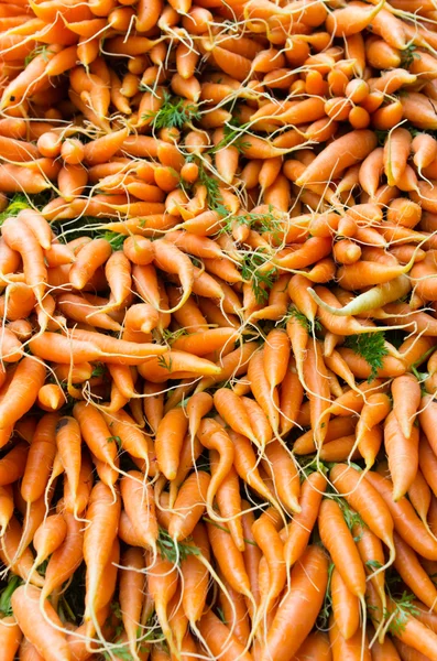 Cenouras em exposição no mercado — Fotografia de Stock