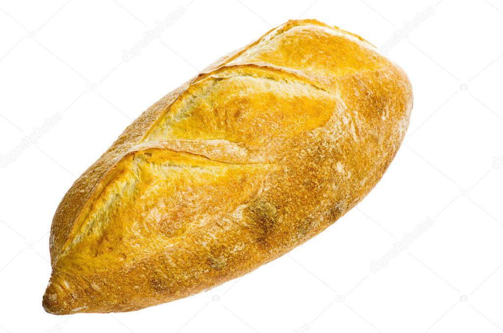 Freshly baked loaf of bread isolated on white
