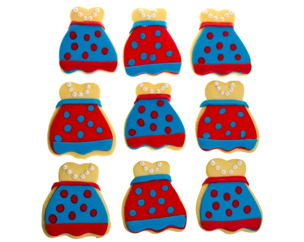 Nio dekorerade cookies blandade färger — Stockfoto