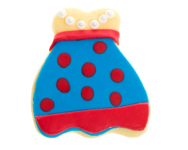 Blauwe en rode ingerichte schort cookie — Stockfoto