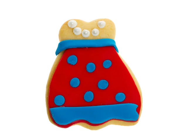 Röda och blå dekorerade förkläde cookie — Stockfoto