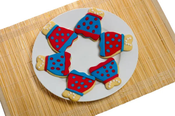 Platta av dekorerade cookies på en matta — Stockfoto