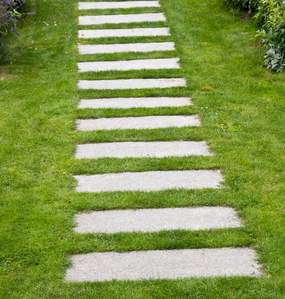 Stone pavers in lawn — Stockfoto