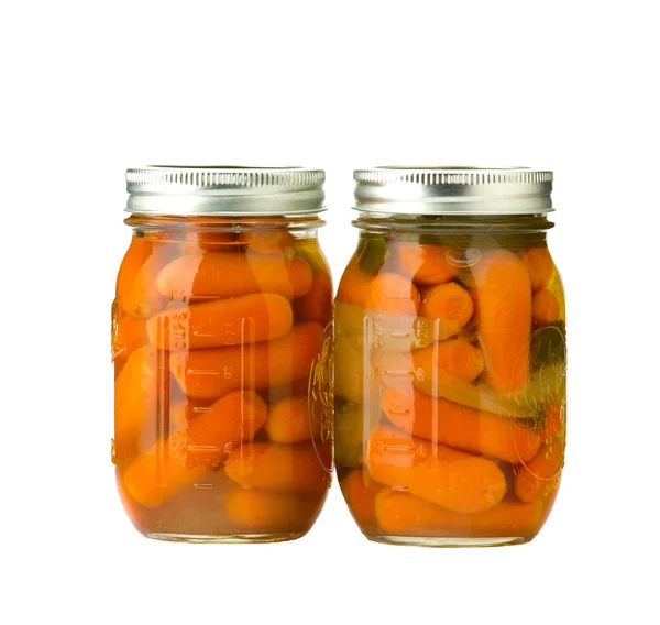 Jars of preserved carrots — Stock Photo, Image