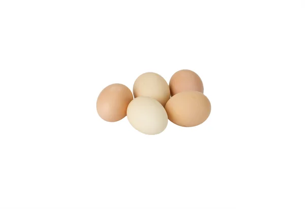 Cinque uova fresche marroni — Foto Stock