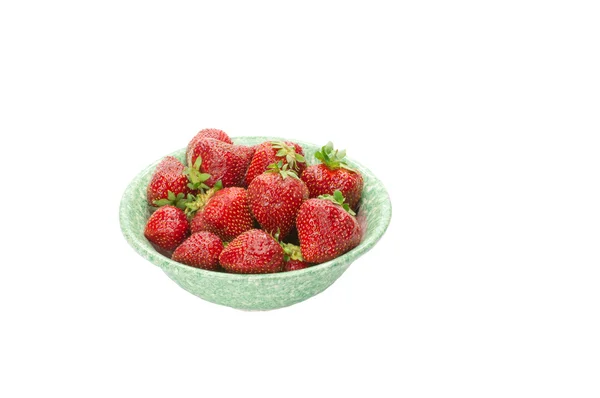 Freshly picked bowl of strawberries — Stock Photo, Image