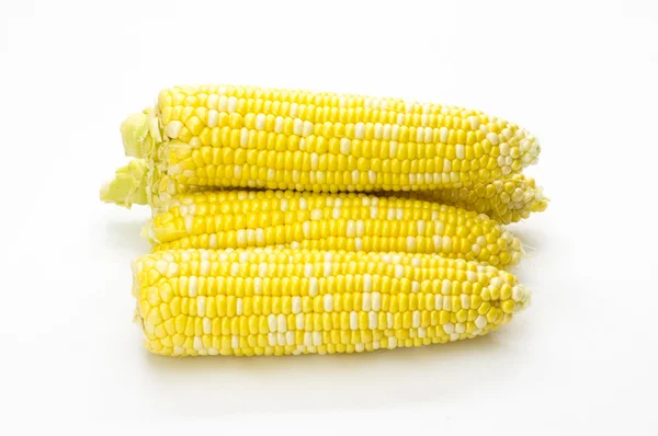 Sweet corn ready to eat on white — Stock Photo, Image