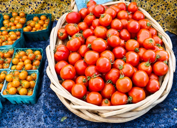 Tomatoes in a basket ready for sale — Stock Photo, Image