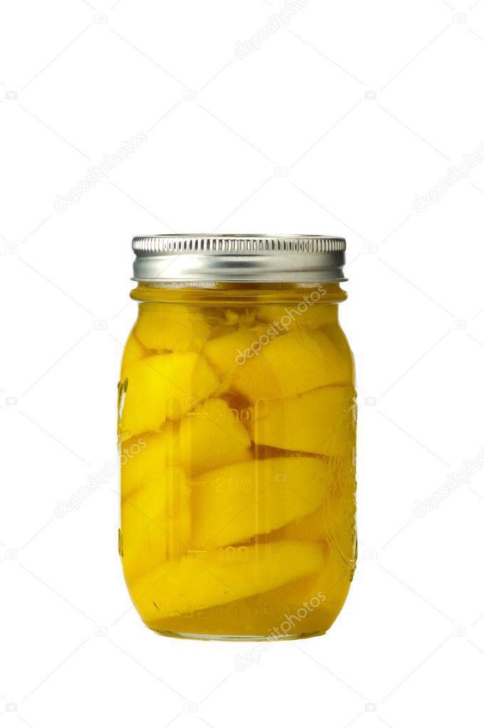 Jar of preserved peaches