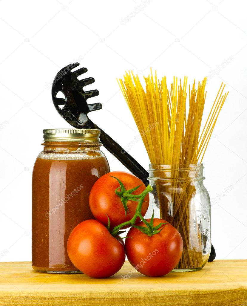 Tomatoes and tomato sauce with pasta