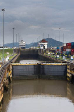 Gates and pool of the Miraflores Locks clipart
