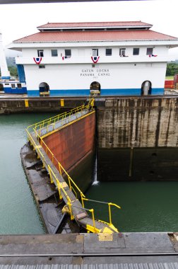 Lock gates at Gatun locks Panama clipart