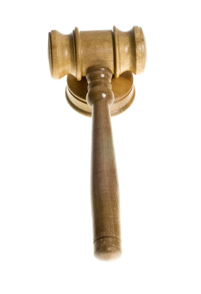 Wooden gavel on strike plate isolated — Stock Photo, Image