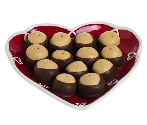 Stock image Heart shaped plate of peanut butter cookies
