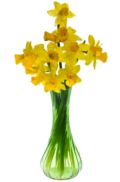 Uspořádání květin Narcis v skleněná váza — Stock fotografie