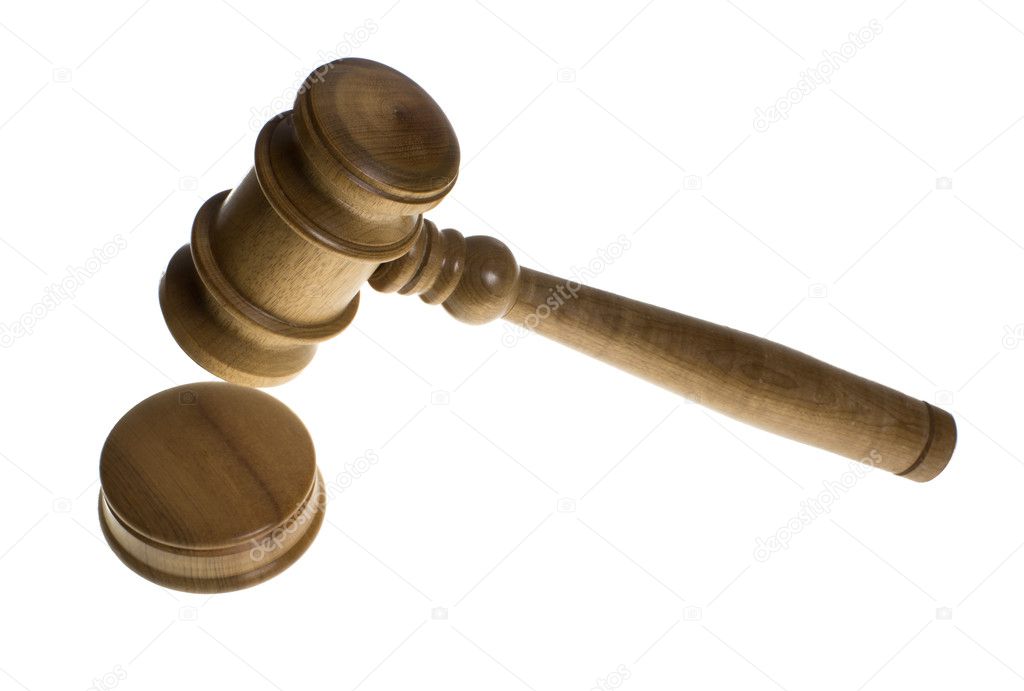 Wooden gavel and striker isolated