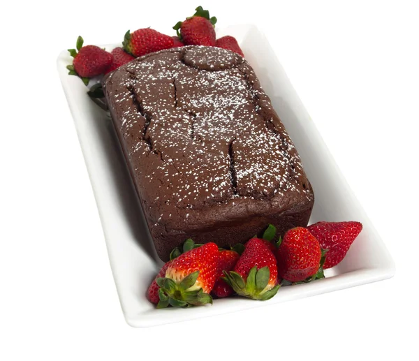 stock image Strawberries and chocolate cake