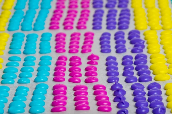 Tray of homemade candy dots — Stock Photo, Image