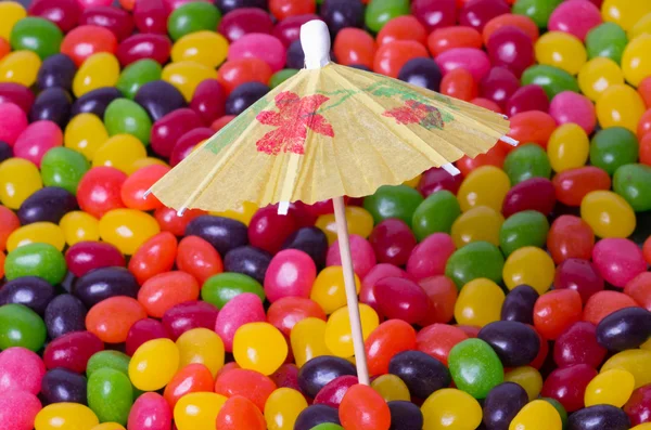 Jelly bean strand met paraplu — Stockfoto