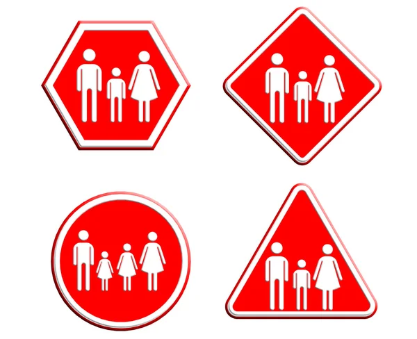 Family icon in traffic plate — Stock Photo, Image