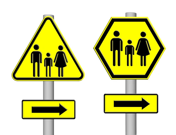 Значок семьи на дорожном знаке — стоковое фото