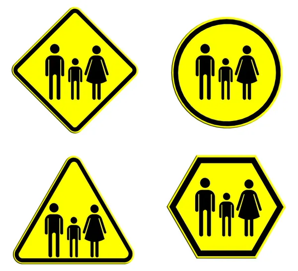 Значок семьи на дорожном знаке — стоковое фото