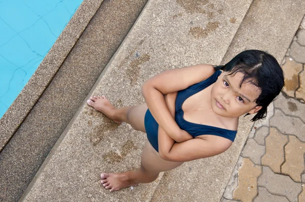Happy asian child swiming — Stock Photo, Image