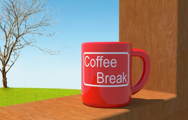 Červené šálek kávy v relaxaci čas — Stock fotografie