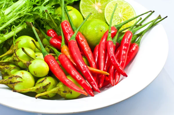 stock image Red chilli with fresh vegetables