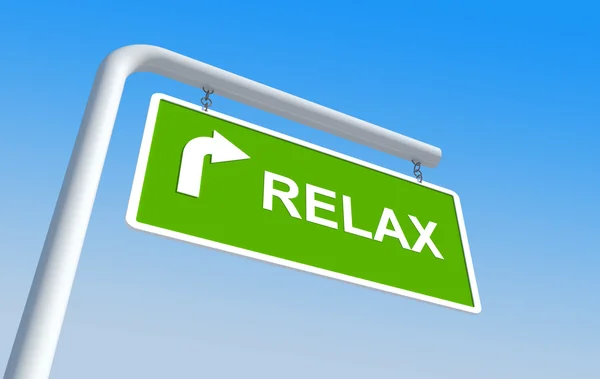 Relax in green road sign — Stock Photo, Image