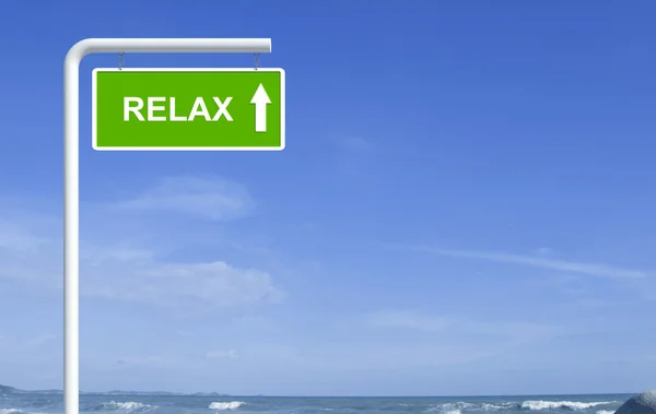 stock image Relax in green road sign