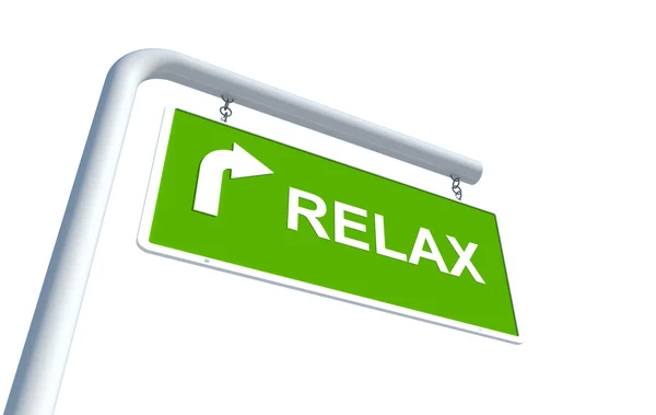 Relax in green road sign — Stock Photo, Image