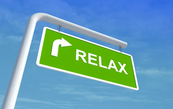 Relax in green road sign — Stock Photo, Image