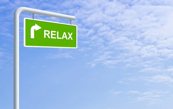 Relax in green road sign — Stock Photo, Image