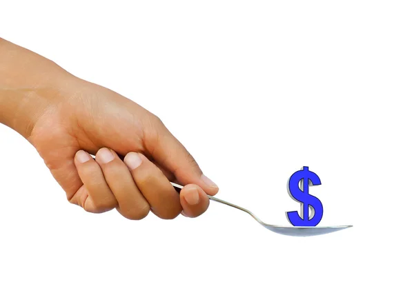 Money in the spoon — Stock Photo, Image
