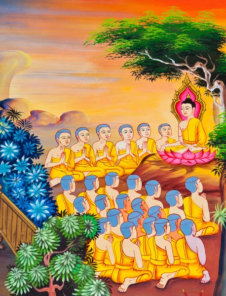 Pintura artística de fantasía en templo público de Tailandia — Foto de Stock