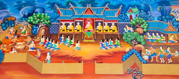 Fantasiekunstmalerei im öffentlichen Tempel von Thailand — Stockfoto