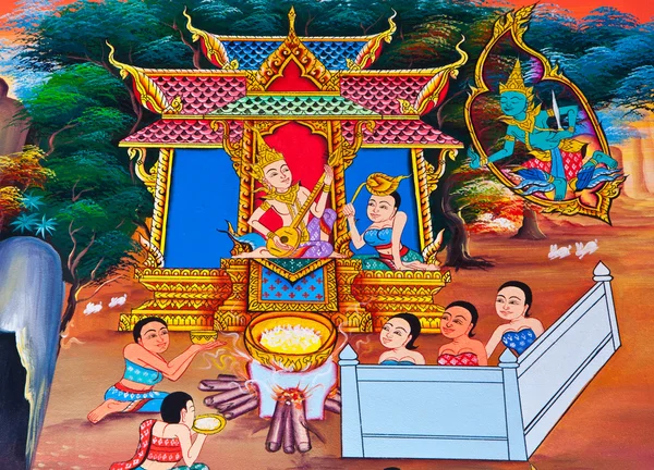 Fantazja farba sztuki w publicznych świątynia Tajlandia — Zdjęcie stockowe