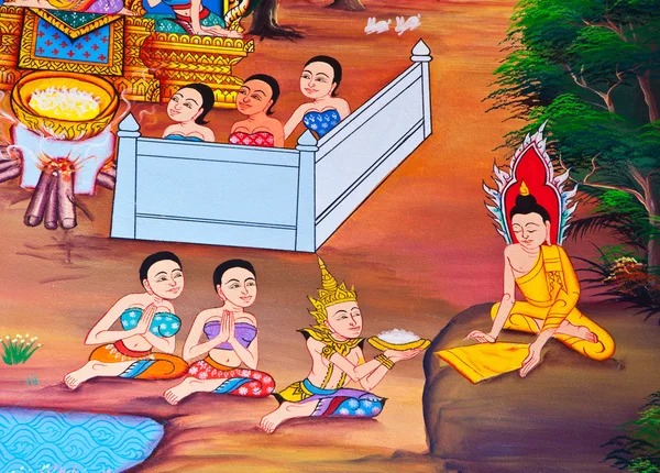 Χρώμα τέχνης φαντασίας σε δημόσια ναό της Ταϊλάνδης — Φωτογραφία Αρχείου