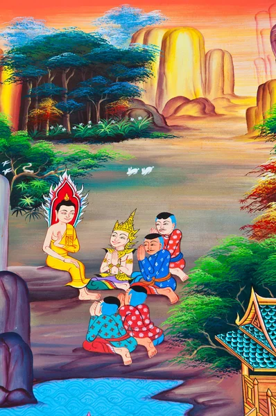 Fantasy art verf in openbare tempel van thailand — Stockfoto