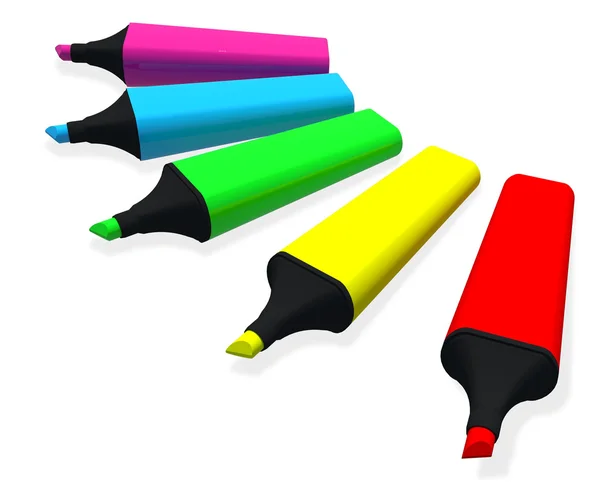 多彩的荧光笔 — 图库照片