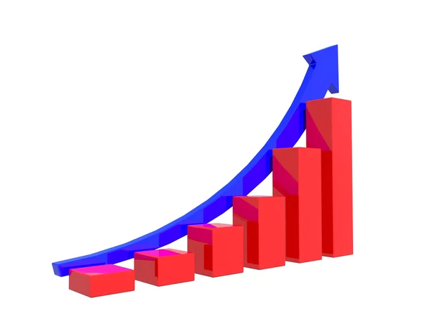 Gráfico vermelho e seta azul — Fotografia de Stock